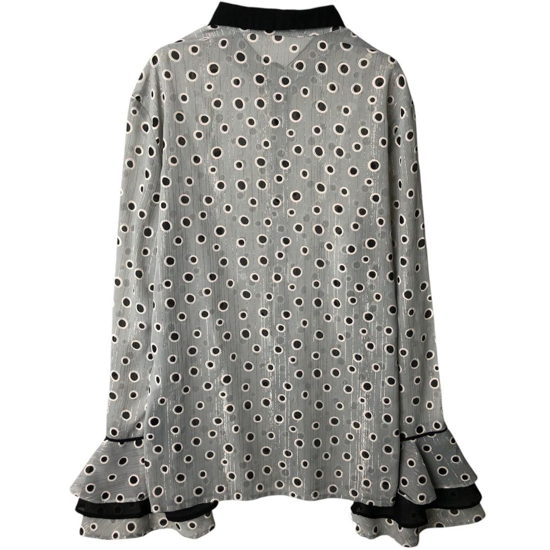 aaiko Dot Pattern Tiered Sleeve Long Sleeve Sheer Shirt Box Shirt Women's Size M polyester gray type Vintage Second Hand