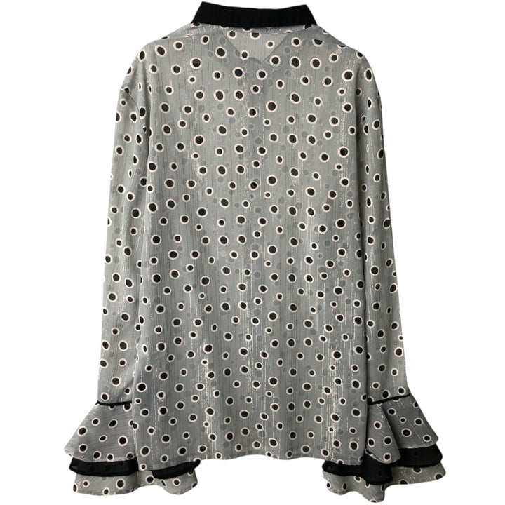 aaiko Dot Pattern Tiered Sleeve Long Sleeve Sheer Shirt Box Shirt Women's Size M polyester gray type Vintage Second Hand