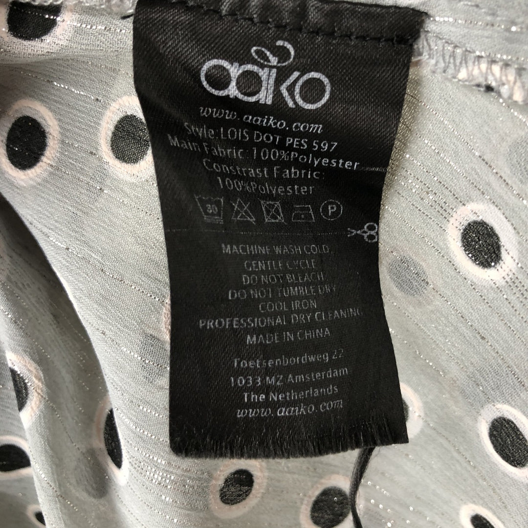 aaiko Dot Pattern Tiered Sleeve Long Sleeve Sheer Shirt Box Shirt Women's Size M polyester gray type Vintage Second Hand