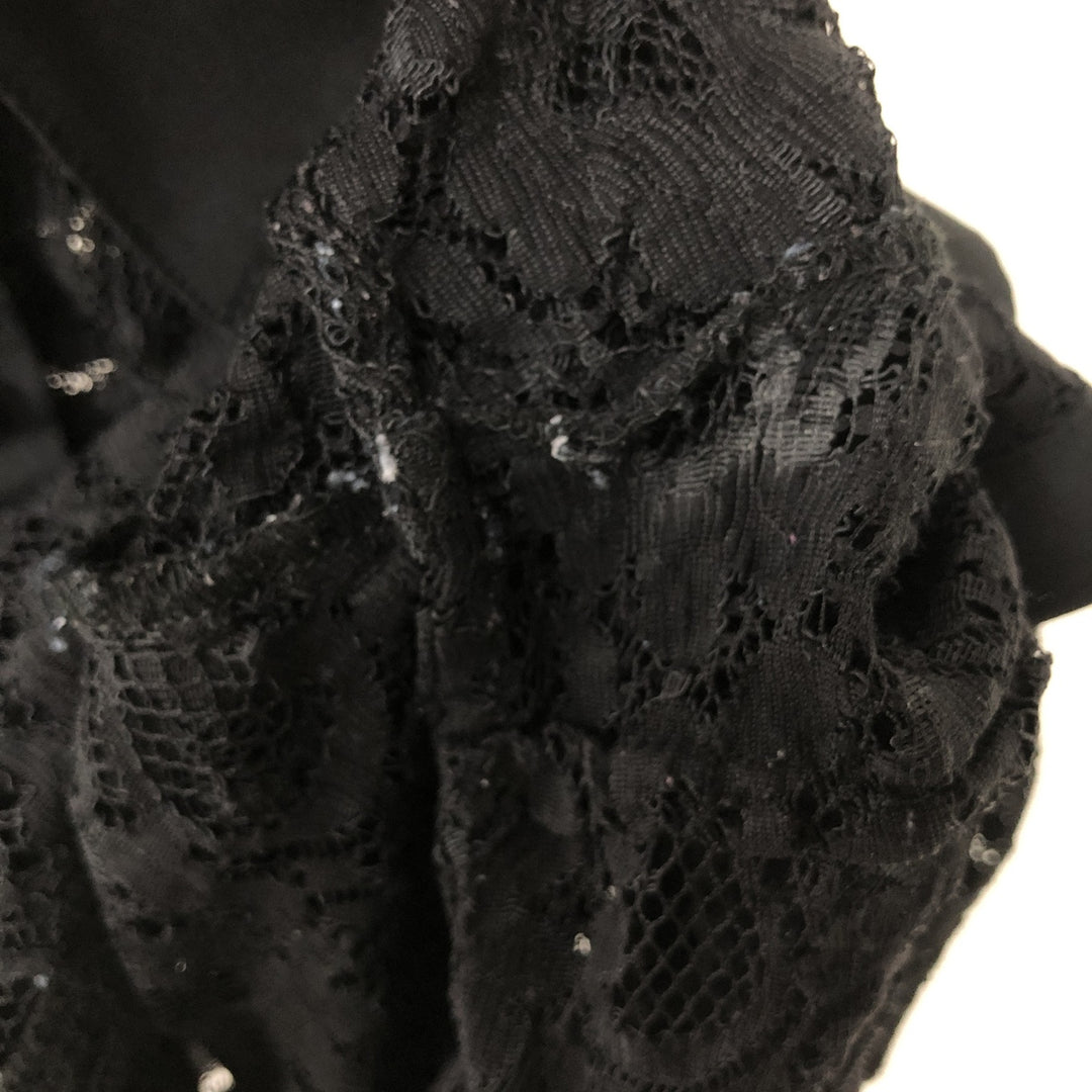 Table Eight Floral Print Long-Sleeved All-Lace Blouse, Women's Size S (approx.) unclear black type Vintage Second Hand