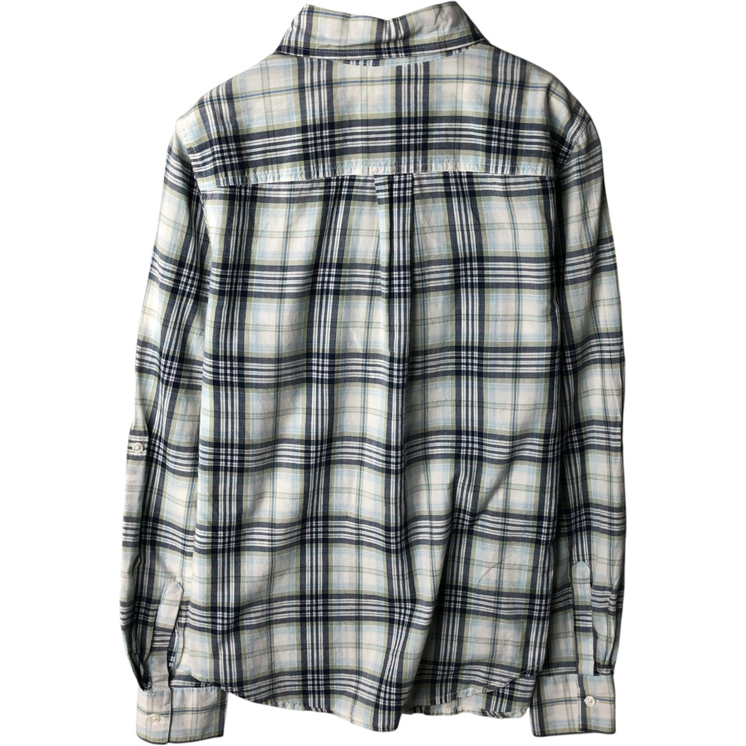 Yessica Long-Sleeve Cotton Check Shirt, Women's Size M (approx.) cotton Blue type light blue Vintage Second Hand