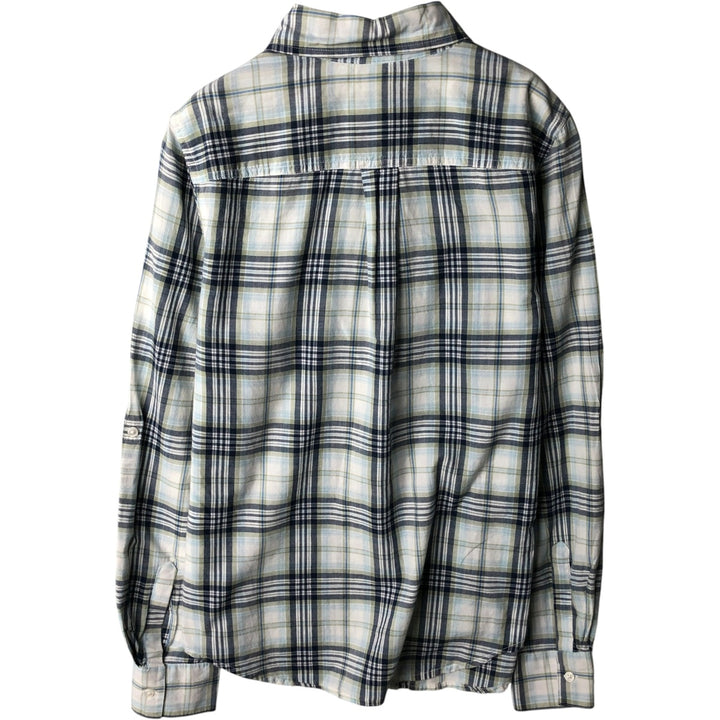 Yessica Long-Sleeve Cotton Check Shirt, Women's Size M (approx.) cotton Blue type light blue Vintage Second Hand