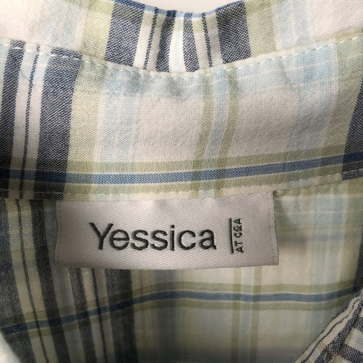 Yessica Long-Sleeve Cotton Check Shirt, Women's Size M (approx.) cotton Blue type light blue Vintage Second Hand