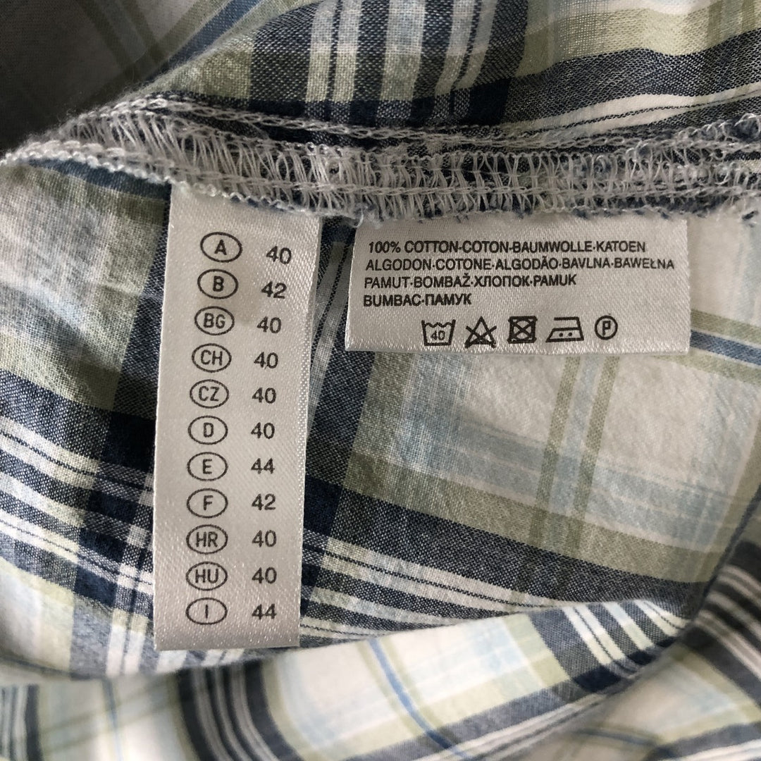Yessica Long-Sleeve Cotton Check Shirt, Women's Size M (approx.) cotton Blue type light blue Vintage Second Hand