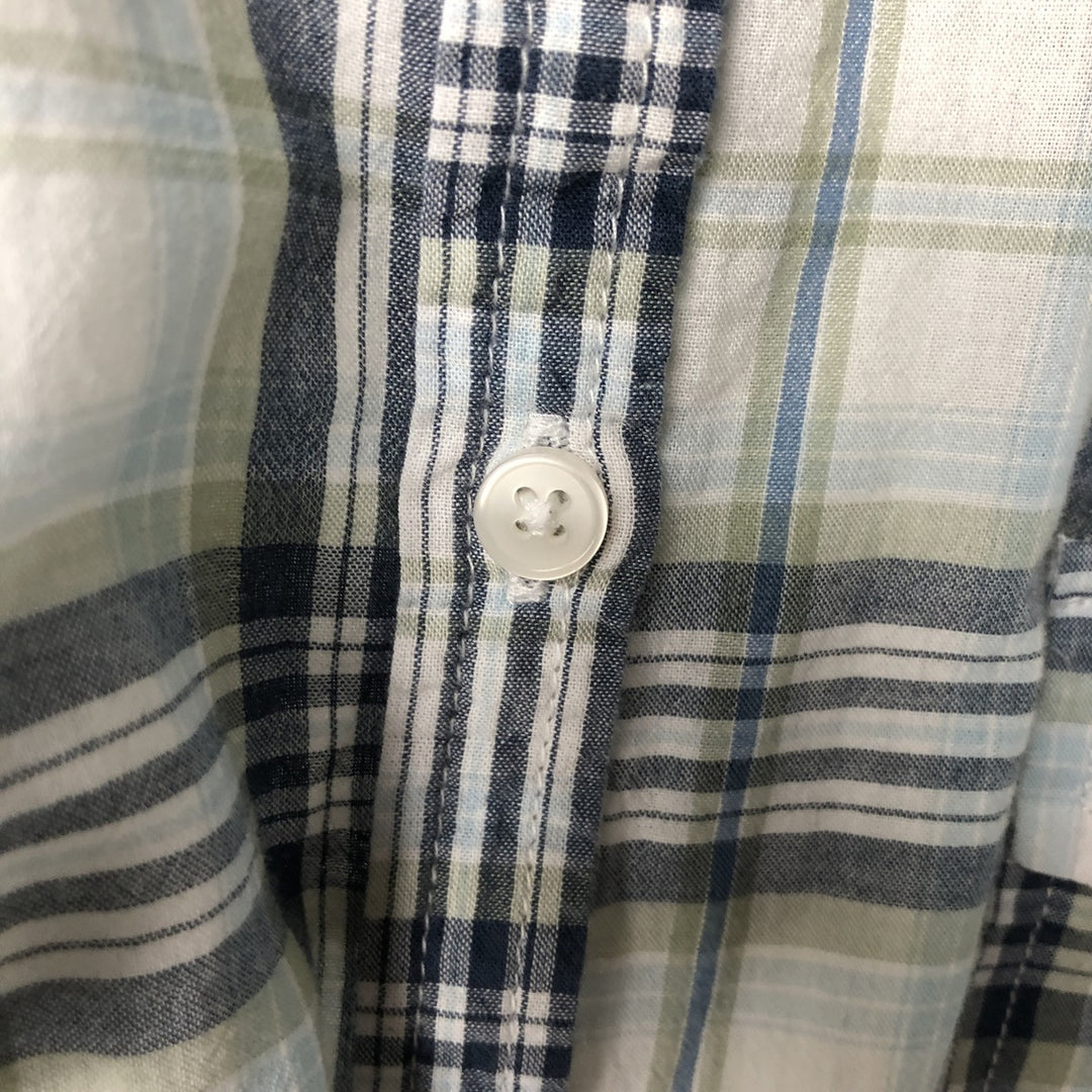Yessica Long-Sleeve Cotton Check Shirt, Women's Size M (approx.) cotton Blue type light blue Vintage Second Hand