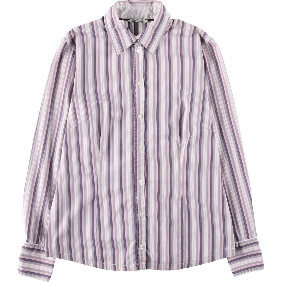 TOM TAILOR Multi-stripe Long-sleeved Striped Shirt, Women's Size M (approx.) cotton pink type Vintage Second Hand