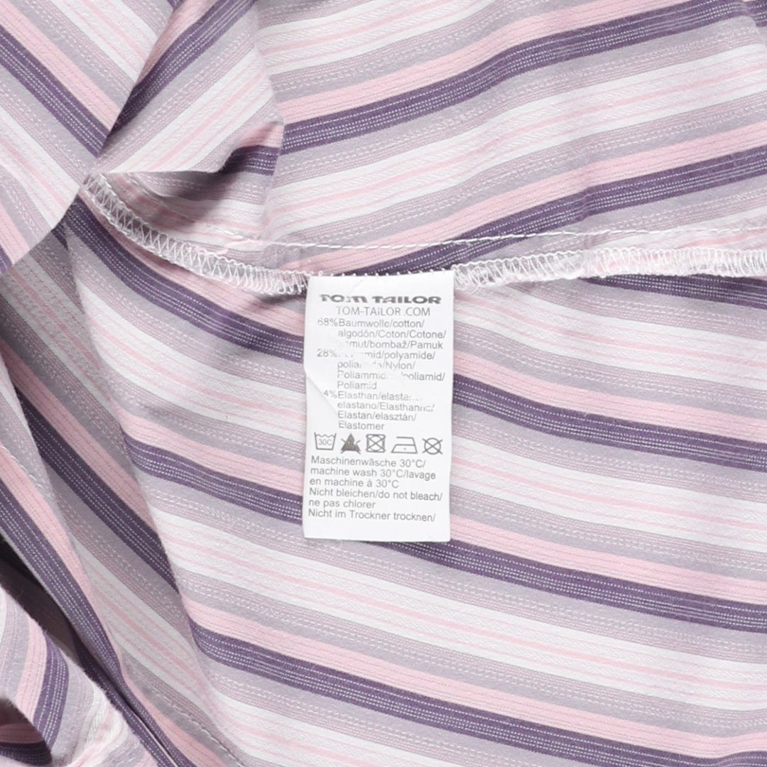 TOM TAILOR Multi-stripe Long-sleeved Striped Shirt, Women's Size M (approx.) cotton pink type Vintage Second Hand