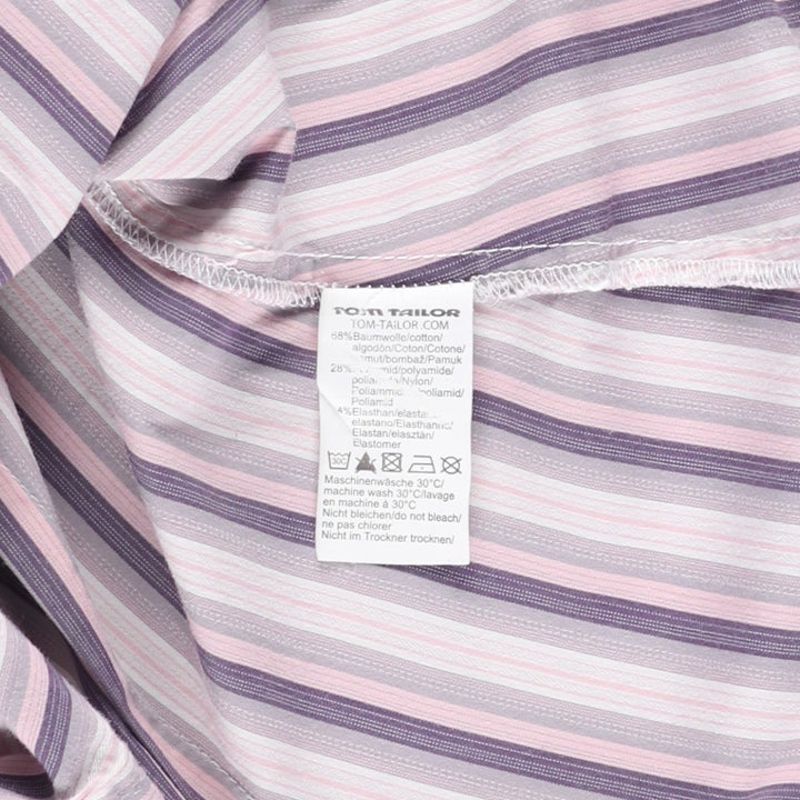 TOM TAILOR Multi-stripe Long-sleeved Striped Shirt, Women's Size M (approx.) cotton pink type Vintage Second Hand