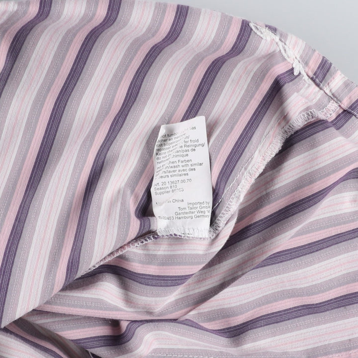 TOM TAILOR Multi-stripe Long-sleeved Striped Shirt, Women's Size M (approx.) cotton pink type Vintage Second Hand