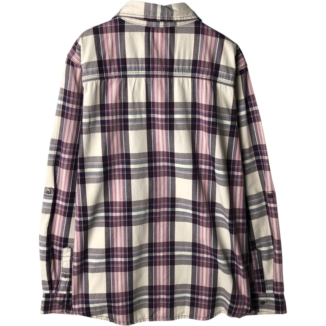 Carhartt Check Pattern Long-Sleeve Cotton Check Shirt, Women's Size L (approx.) cotton purple type Vintage Second Hand
