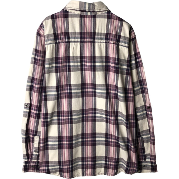 Carhartt Check Pattern Long-Sleeve Cotton Check Shirt, Women's Size L (approx.) cotton purple type Vintage Second Hand