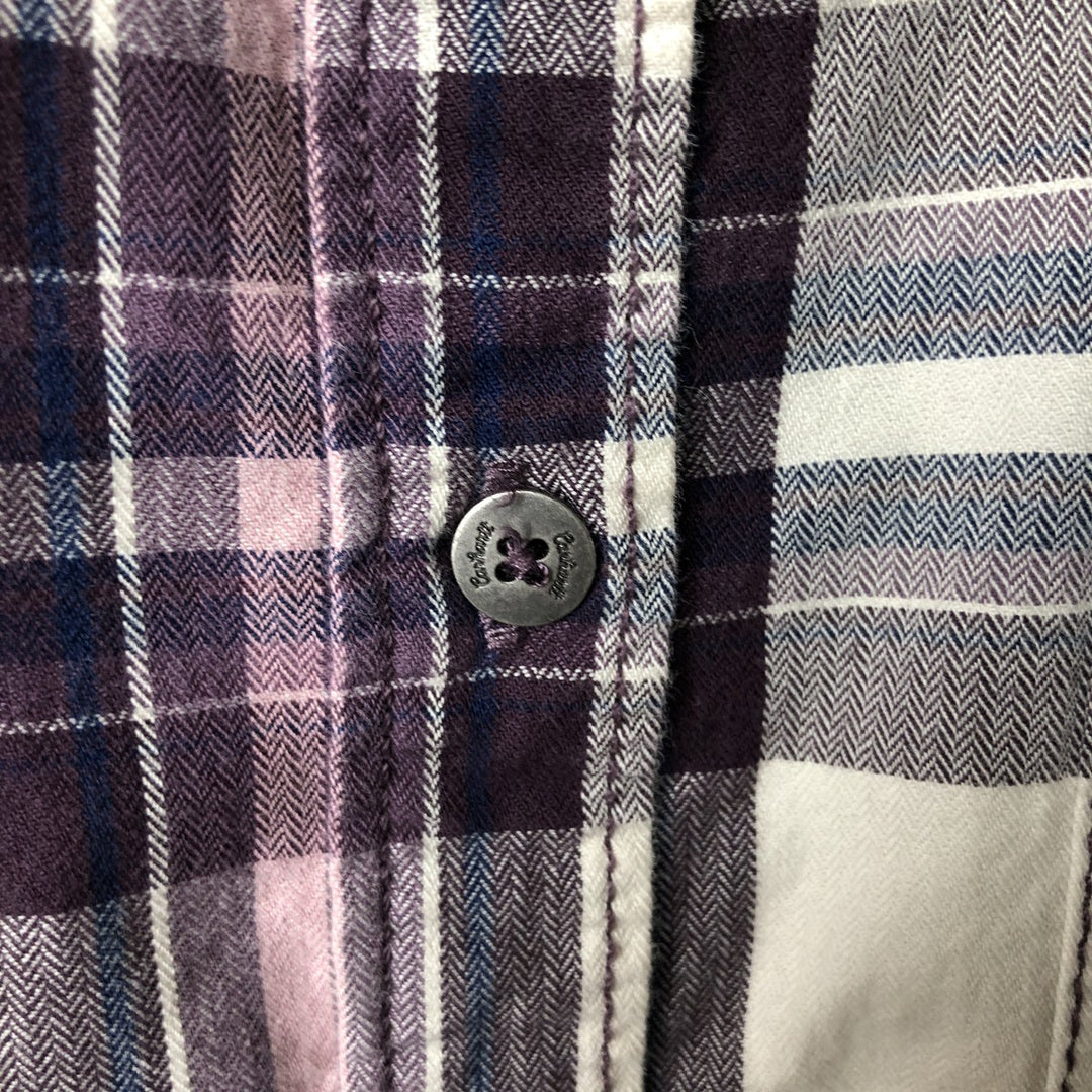Carhartt Check Pattern Long-Sleeve Cotton Check Shirt, Women's Size L (approx.) cotton purple type Vintage Second Hand
