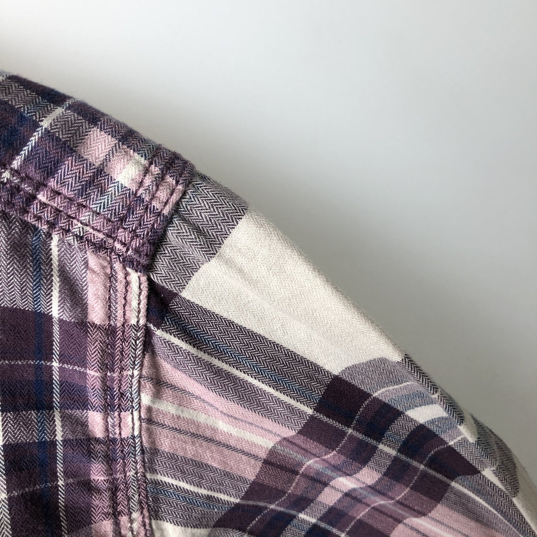 Carhartt Check Pattern Long-Sleeve Cotton Check Shirt, Women's Size L (approx.) cotton purple type Vintage Second Hand