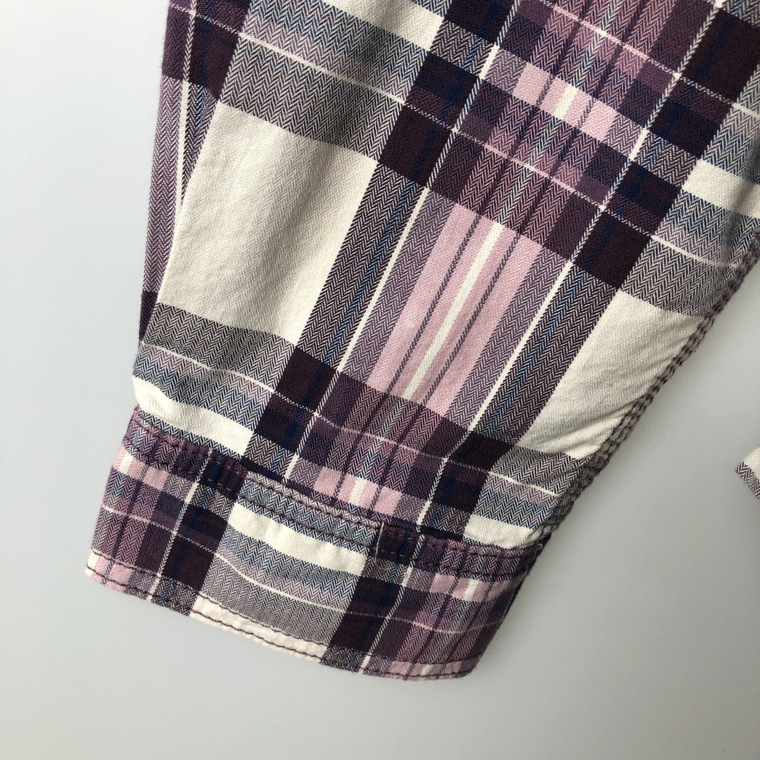 Carhartt Check Pattern Long-Sleeve Cotton Check Shirt, Women's Size L (approx.) cotton purple type Vintage Second Hand