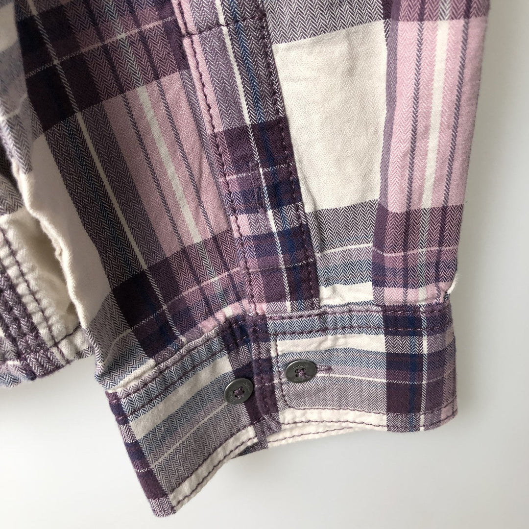Carhartt Check Pattern Long-Sleeve Cotton Check Shirt, Women's Size L (approx.) cotton purple type Vintage Second Hand