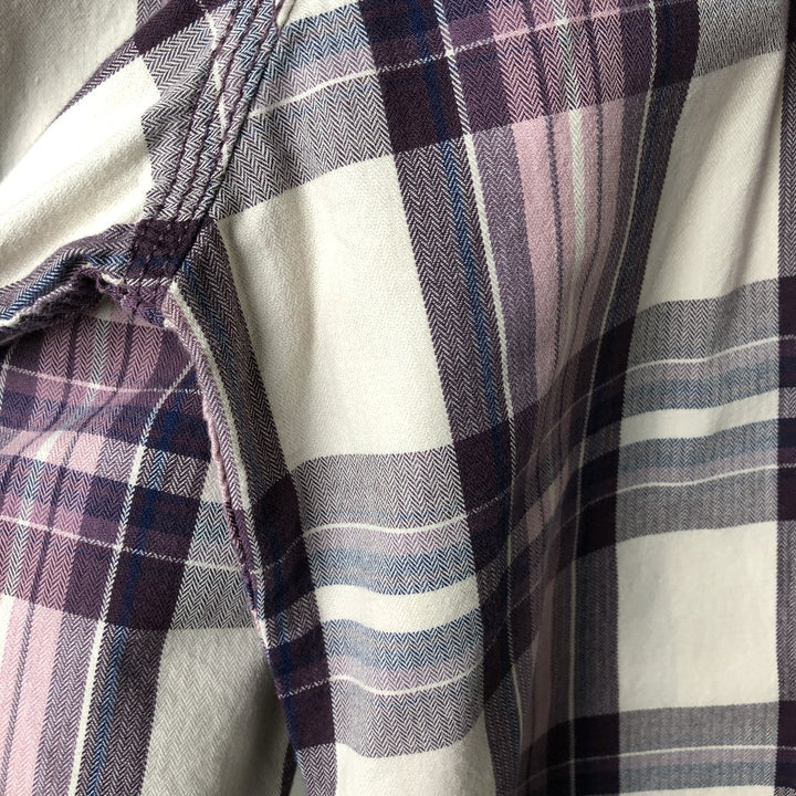 Carhartt Check Pattern Long-Sleeve Cotton Check Shirt, Women's Size L (approx.) cotton purple type Vintage Second Hand