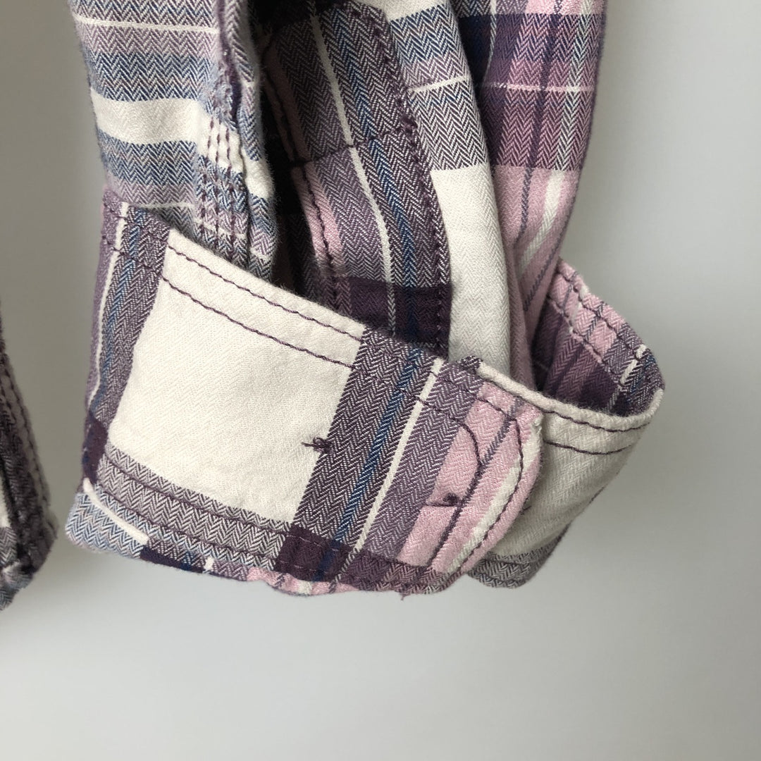 Carhartt Check Pattern Long-Sleeve Cotton Check Shirt, Women's Size L (approx.) cotton purple type Vintage Second Hand