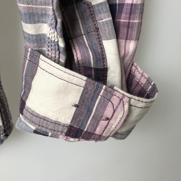 Carhartt Check Pattern Long-Sleeve Cotton Check Shirt, Women's Size L (approx.) cotton purple type Vintage Second Hand