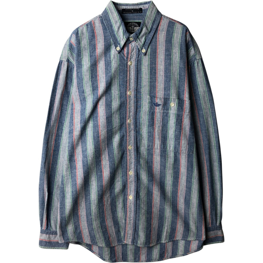 Dockers long-sleeved button-down striped shirt, men's size S (approx.) cotton blue type Vintage Second Hand