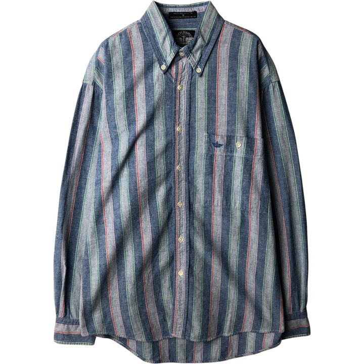 Dockers long-sleeved button-down striped shirt, men's size S (approx.) cotton blue type Vintage Second Hand