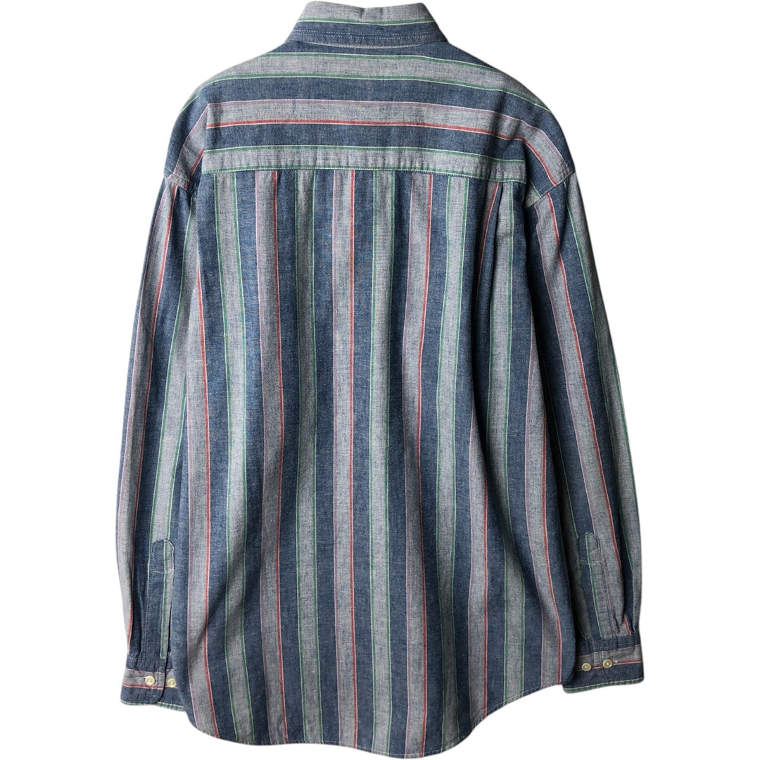 Dockers long-sleeved button-down striped shirt, men's size S (approx.) cotton blue type Vintage Second Hand