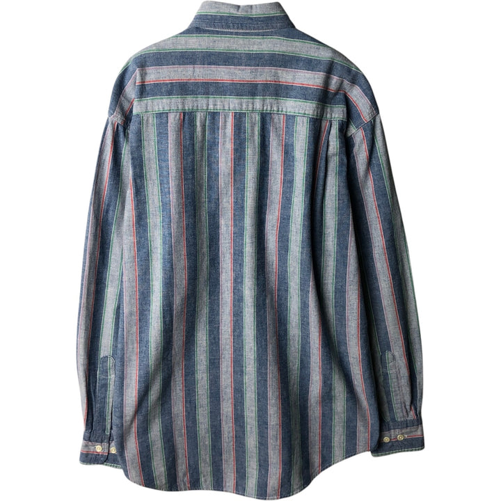 Dockers long-sleeved button-down striped shirt, men's size S (approx.) cotton blue type Vintage Second Hand