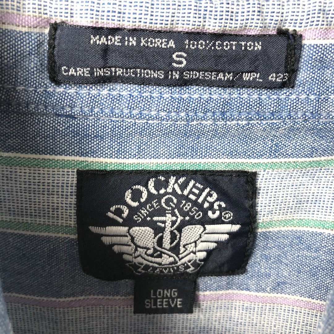 Dockers long-sleeved button-down striped shirt, men's size S (approx.) cotton blue type Vintage Second Hand