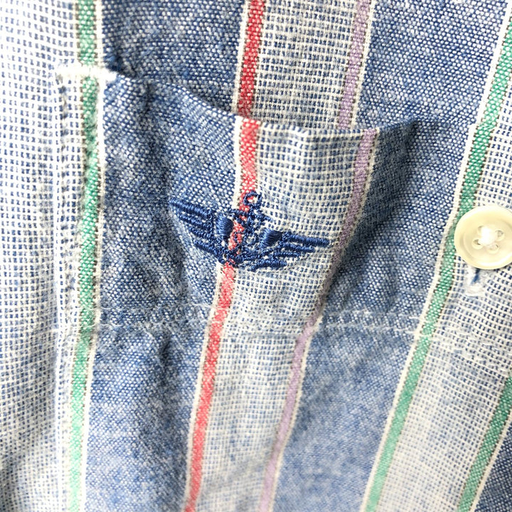 Dockers long-sleeved button-down striped shirt, men's size S (approx.) cotton blue type Vintage Second Hand
