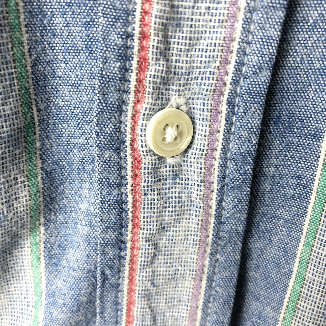 Dockers long-sleeved button-down striped shirt, men's size S (approx.) cotton blue type Vintage Second Hand