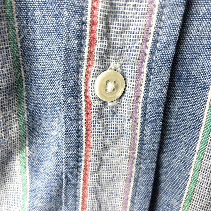 Dockers long-sleeved button-down striped shirt, men's size S (approx.) cotton blue type Vintage Second Hand