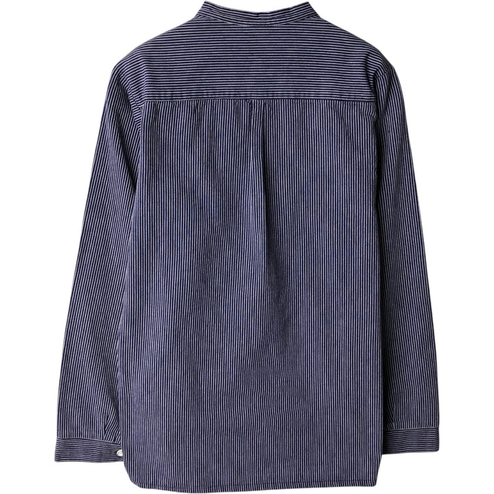 modAS Long-Sleeve Cotton Stripe Shirt, Fisherman Shirt, Women's Size M (approx.) cotton navy blue type Vintage Second Hand