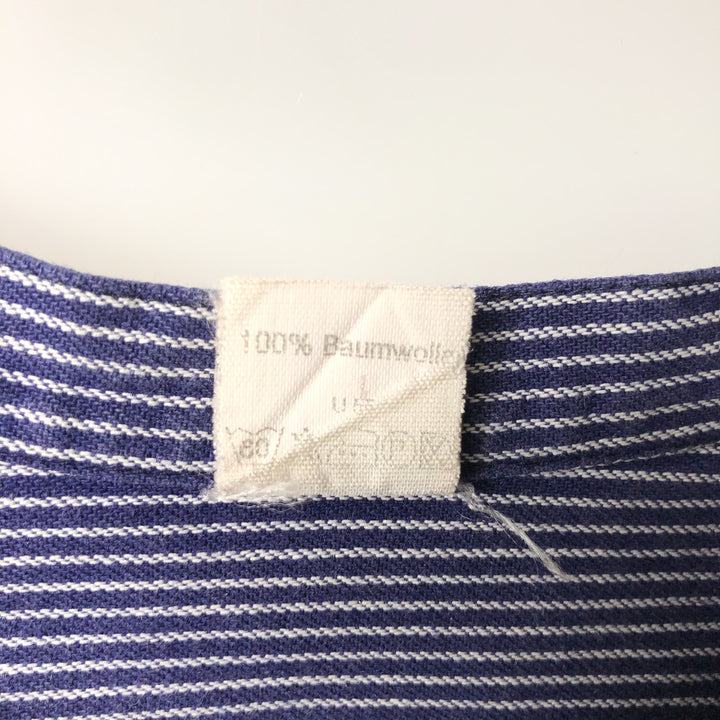 modAS Long-Sleeve Cotton Stripe Shirt, Fisherman Shirt, Women's Size M (approx.) cotton navy blue type Vintage Second Hand