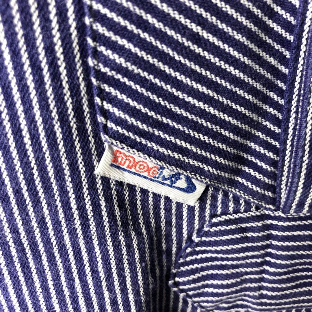 modAS Long-Sleeve Cotton Stripe Shirt, Fisherman Shirt, Women's Size M (approx.) cotton navy blue type Vintage Second Hand