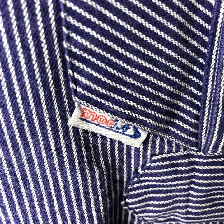 modAS Long-Sleeve Cotton Stripe Shirt, Fisherman Shirt, Women's Size M (approx.) cotton navy blue type Vintage Second Hand