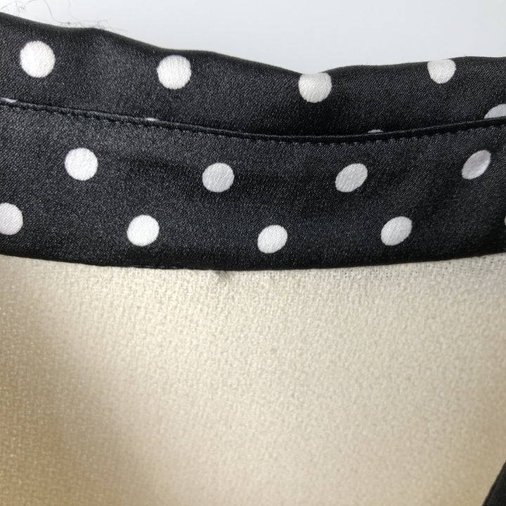 Polka Dot Pattern Long-Sleeve Blouse, Women's Size S (approx.) unclear ivory Vintage Second Hand