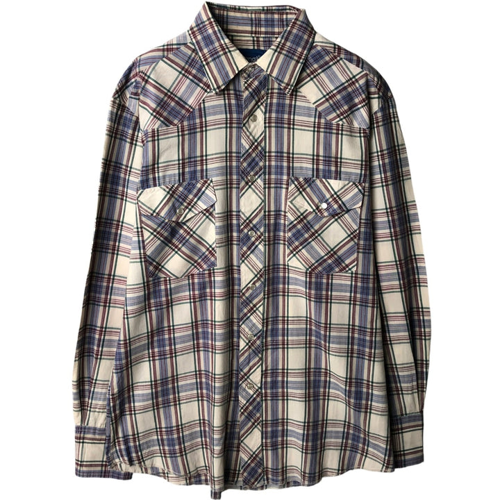 ~90'S Wrangler Western Shirt, Check Pattern, Long Sleeve, Women's Size L (approx.), Vintage unclear ivory Vintage Second Hand