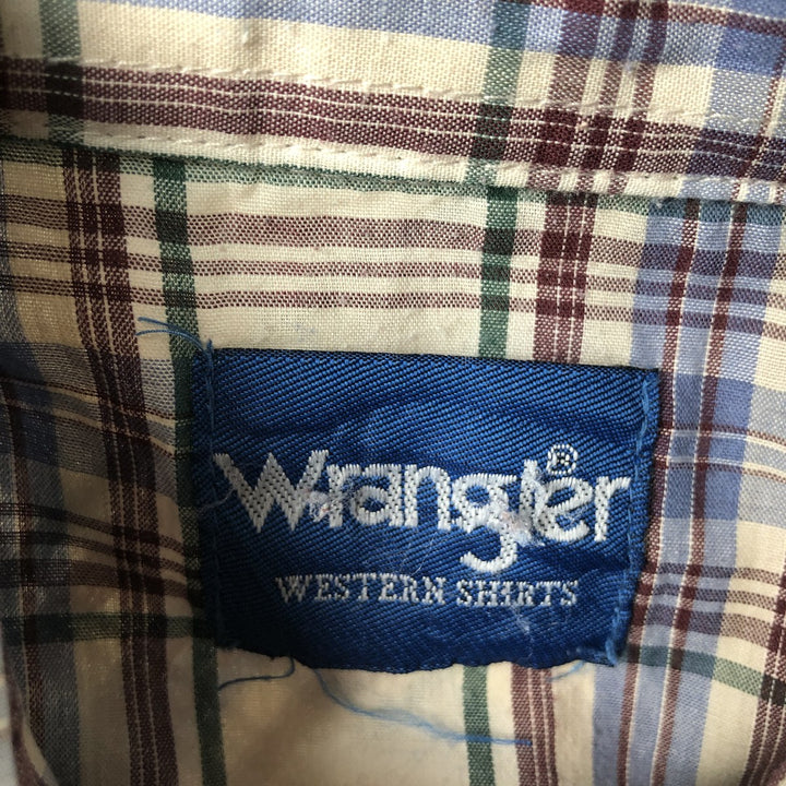 ~90'S Wrangler Western Shirt, Check Pattern, Long Sleeve, Women's Size L (approx.), Vintage unclear ivory Vintage Second Hand