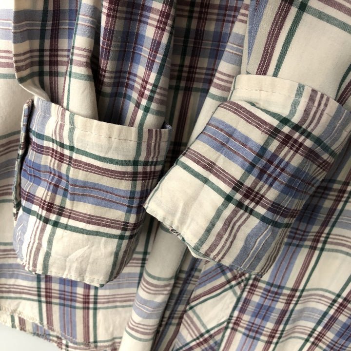 ~90'S Wrangler Western Shirt, Check Pattern, Long Sleeve, Women's Size L (approx.), Vintage unclear ivory Vintage Second Hand