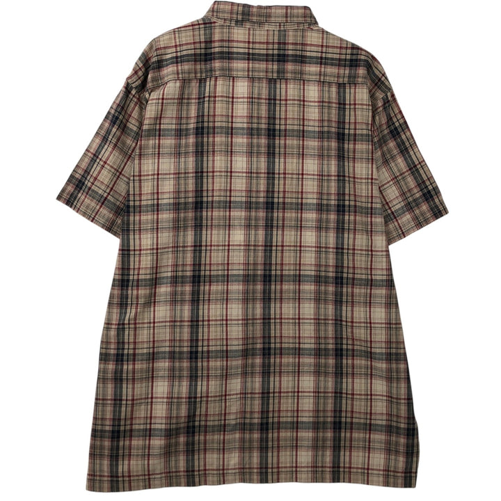 Dickies Check Pattern Short Sleeve Work Shirt Box Shirt Men's XL cotton brown type Vintage Second Hand