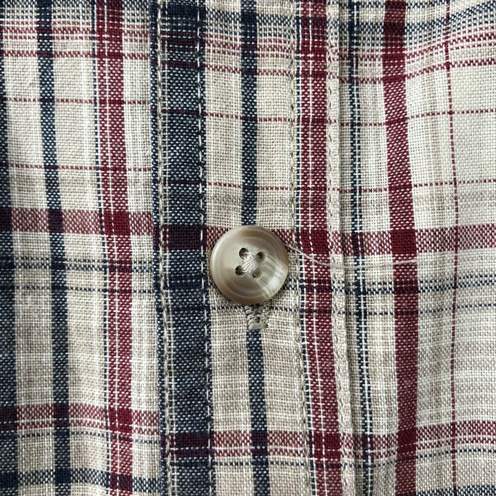Dickies Check Pattern Short Sleeve Work Shirt Box Shirt Men's XL cotton brown type Vintage Second Hand