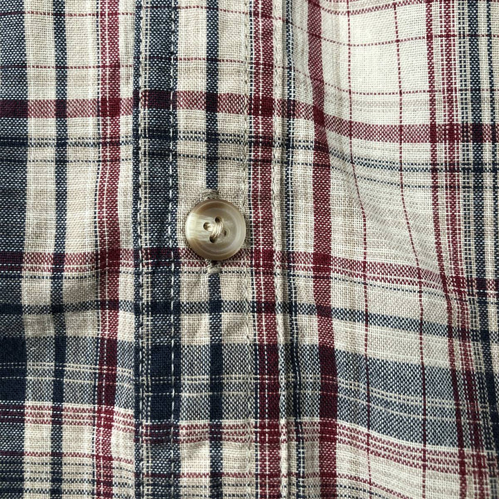 Dickies Check Pattern Short Sleeve Work Shirt Box Shirt Men's XL cotton brown type Vintage Second Hand