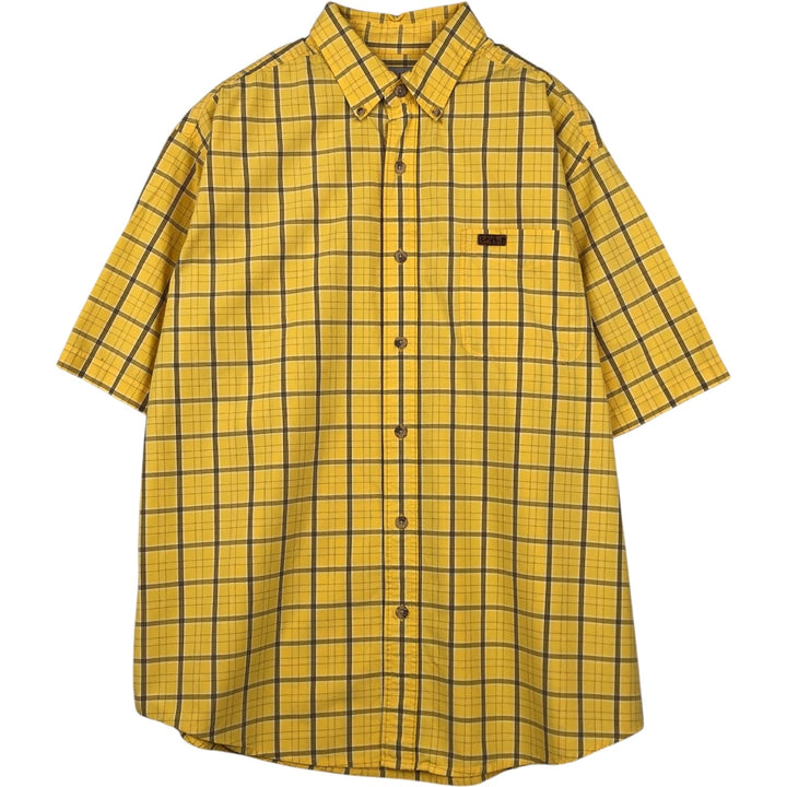 Carhartt Check Pattern Button-down Short Sleeve Work Shirt, Men's Size L cotton yellow type Vintage Second Hand