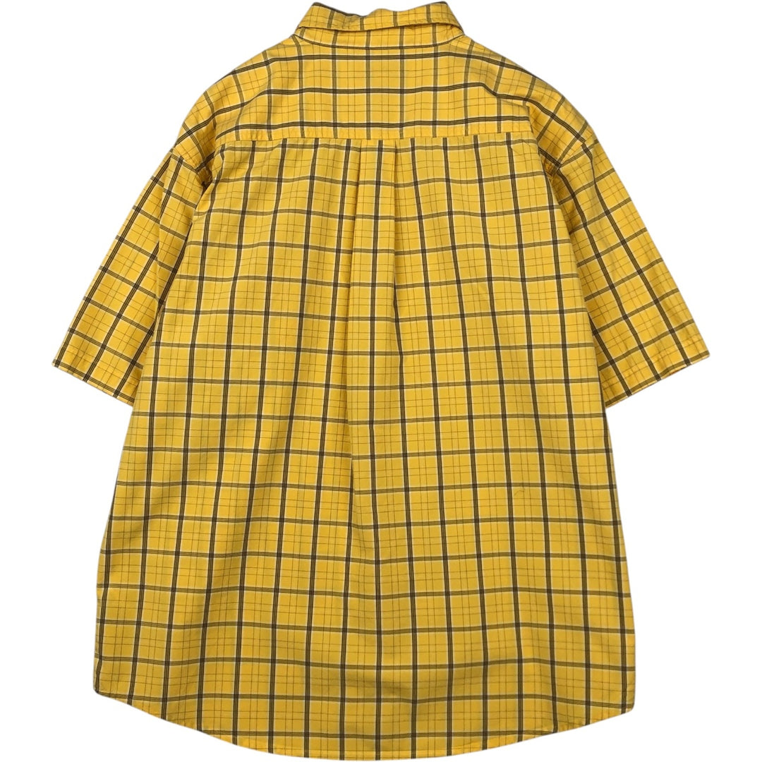 Carhartt Check Pattern Button-down Short Sleeve Work Shirt, Men's Size L cotton yellow type Vintage Second Hand