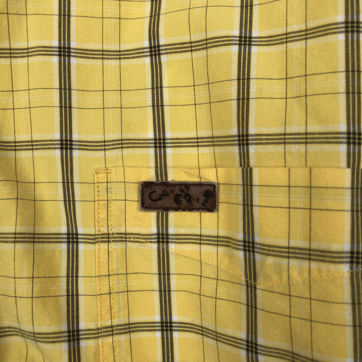 Carhartt Check Pattern Button-down Short Sleeve Work Shirt, Men's Size L cotton yellow type Vintage Second Hand