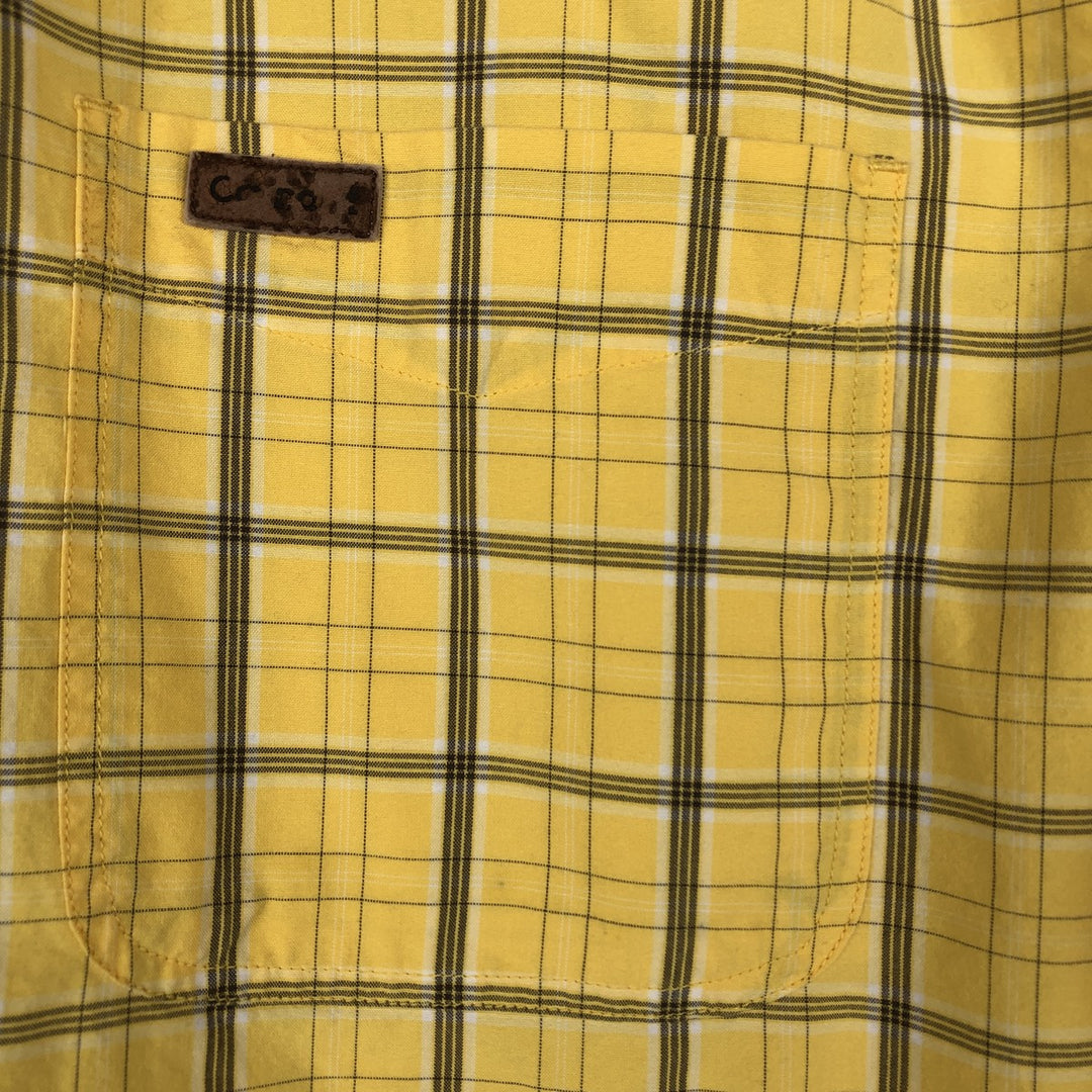 Carhartt Check Pattern Button-down Short Sleeve Work Shirt, Men's Size L cotton yellow type Vintage Second Hand