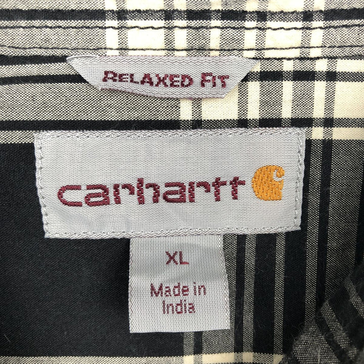 Carhartt RELAXED FIT Check Pattern Button-down Short Sleeve Work Shirt, Men's XL cotton black type Vintage Second Hand