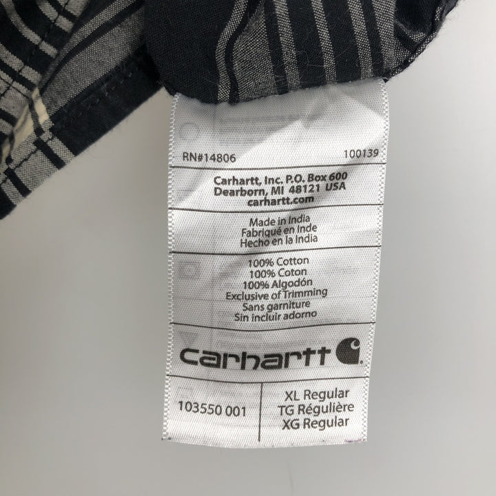 Carhartt RELAXED FIT Check Pattern Button-down Short Sleeve Work Shirt, Men's XL cotton black type Vintage Second Hand