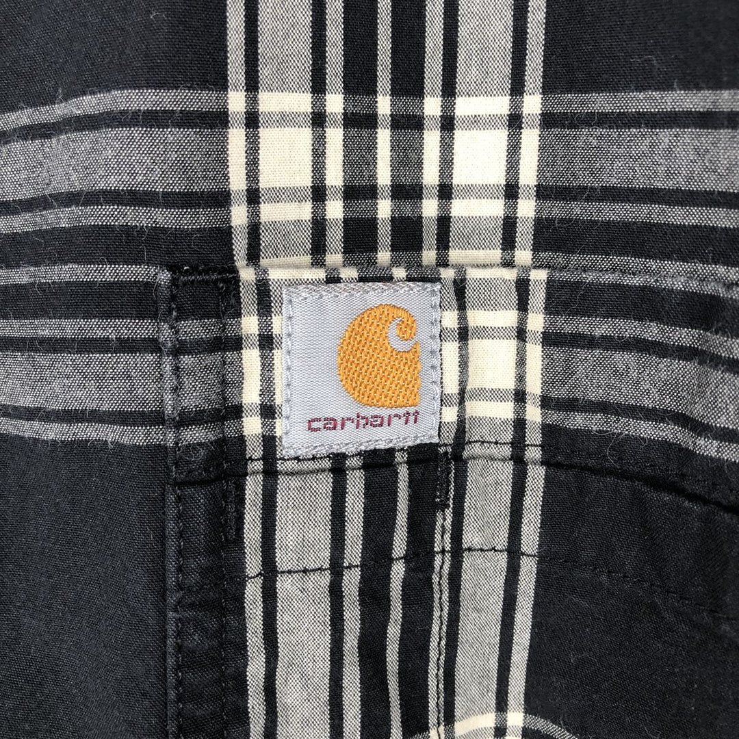 Carhartt RELAXED FIT Check Pattern Button-down Short Sleeve Work Shirt, Men's XL cotton black type Vintage Second Hand