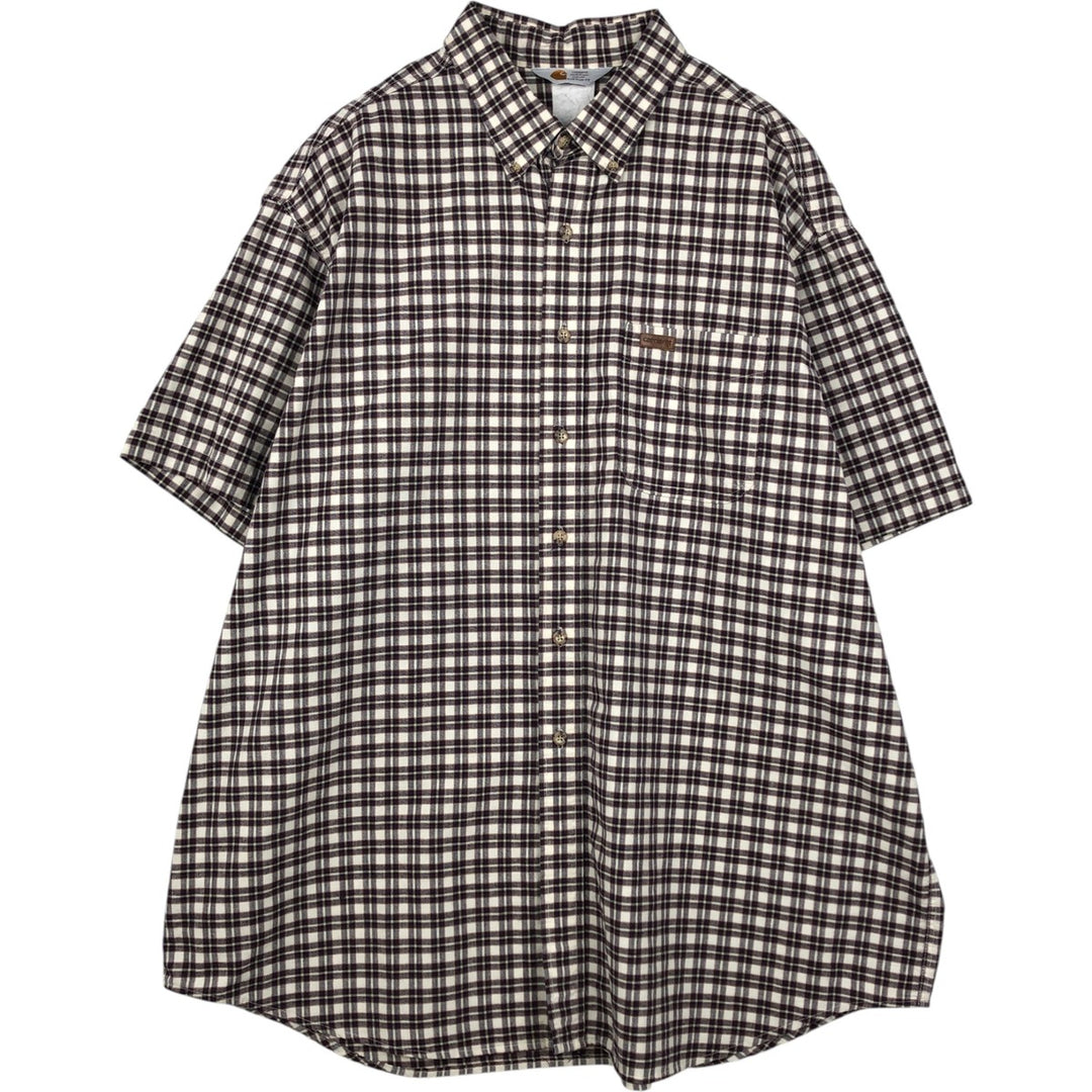 Carhartt Check Pattern Button-down Short Sleeve Work Shirt, Men's XXL unclear Beige type Vintage Second Hand