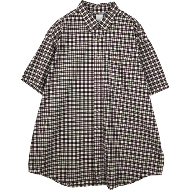 Carhartt Check Pattern Button-down Short Sleeve Work Shirt, Men's XXL unclear Beige type Vintage Second Hand